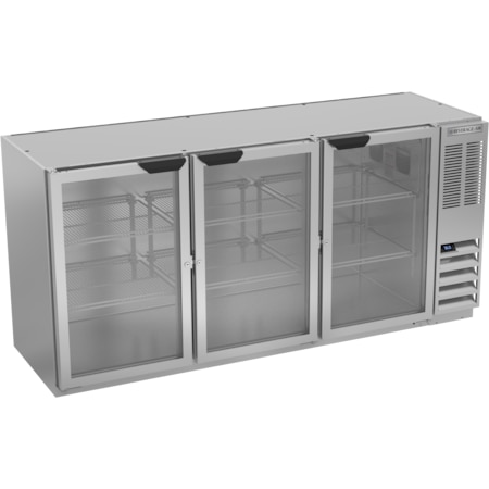 Beverage-Air Back Bar Refrigerator, Stainess Steel with 3 Glass Doors, 115V 72" BB72HC-1-G-S